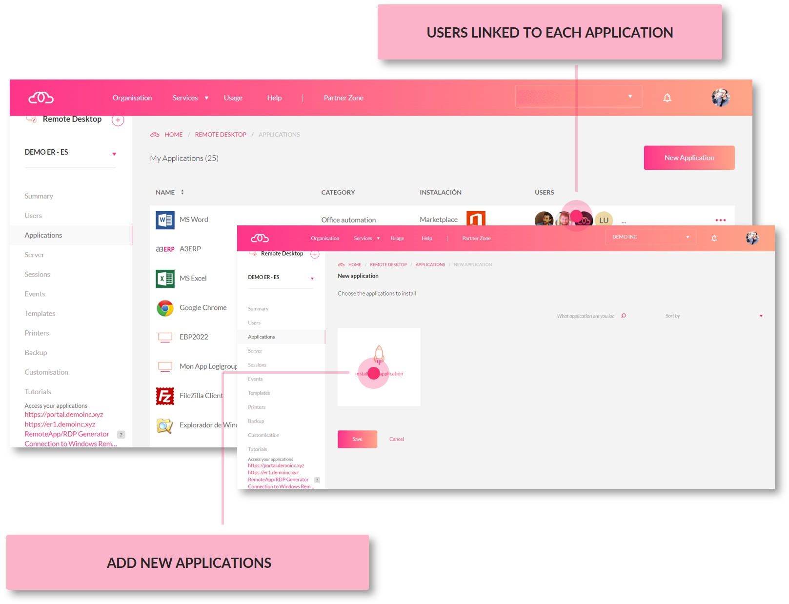 Manage, install and assign applications on your remote desktop