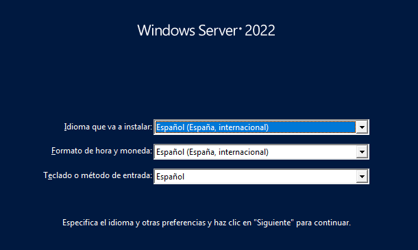 Image: Installation of Windows Server 2022