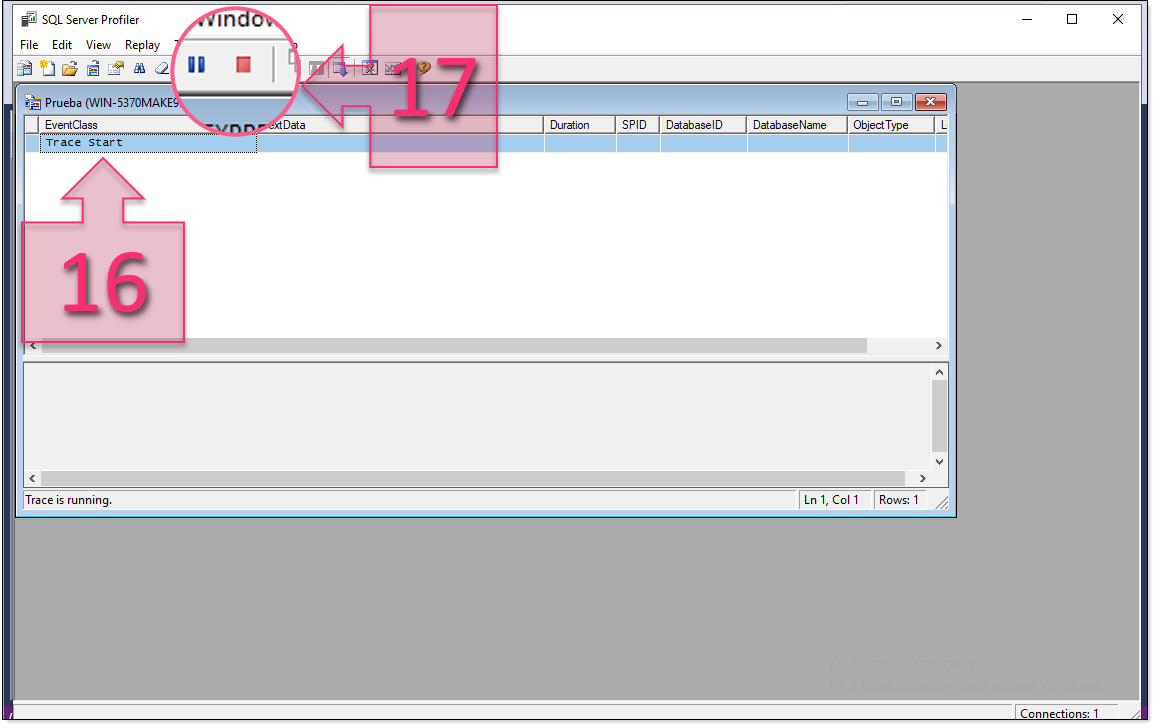 Part 4 - Observe the trace and click on stop after a short while