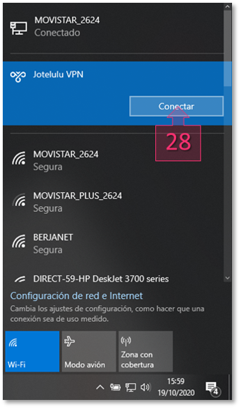 Step 3. Connection to the VPN from the user device.