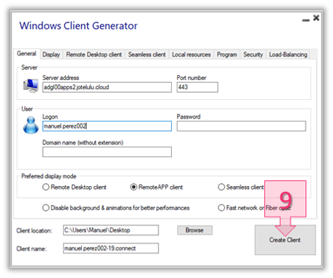 Step 3. Save your configuration settings in the Client Generator