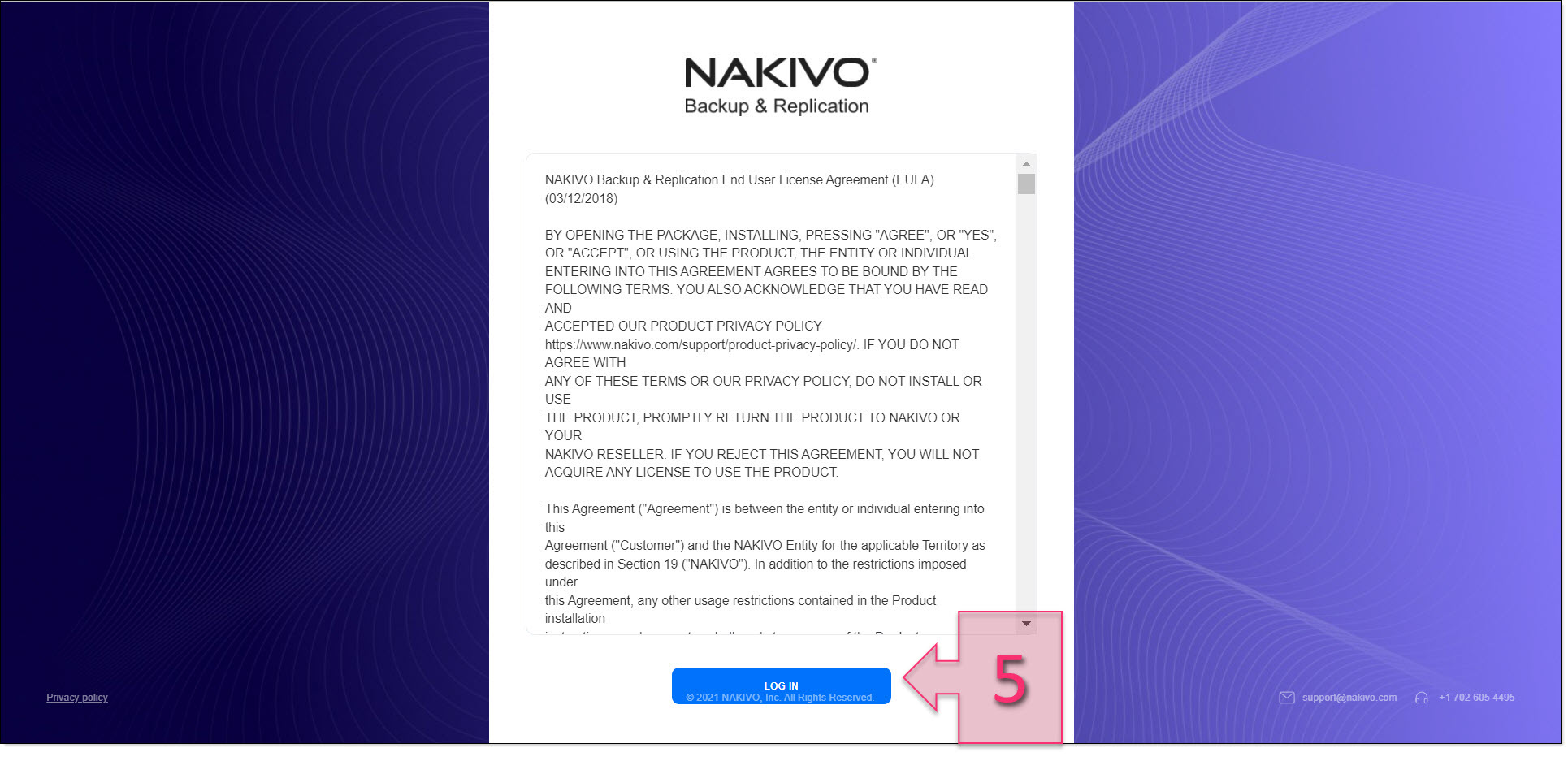 Part 1 - Accept the Nakivo user licence