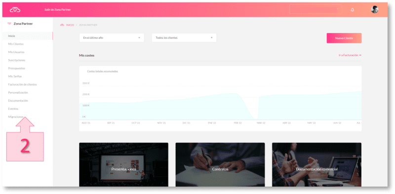 Paso 1. Accedemos a Migraciones dentro de la Zona Partner