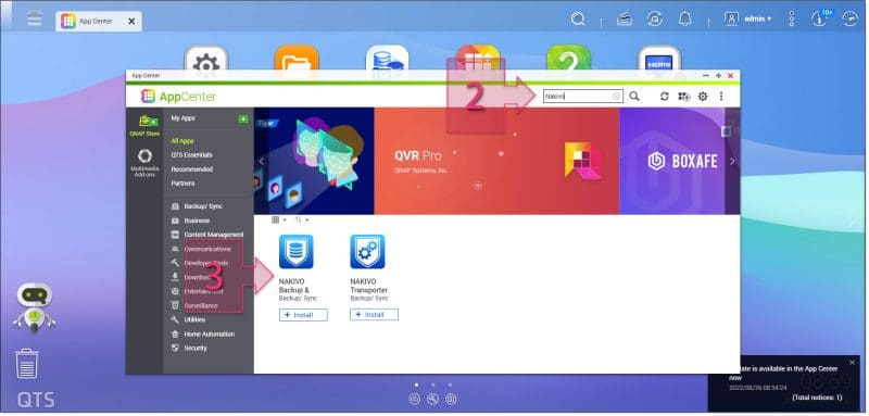 Paso 1. Buscamos Nakivo en el AppCenter de QNAP