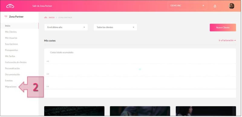 Paso 1. Accedemos a Migraciones dentro de la Zona Partner