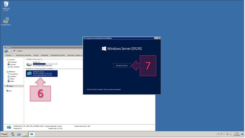 Paso 2. Lanzamos la instalación de Windows Server 2012r2