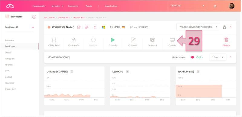 Paso 4. Lanzamos la consola de administración remota disponible en la plataforma