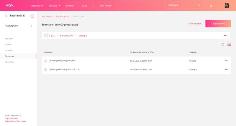 Paso 1. Accedemos al S3 y comprobamos que los datos han sido copiados desde la QNAP