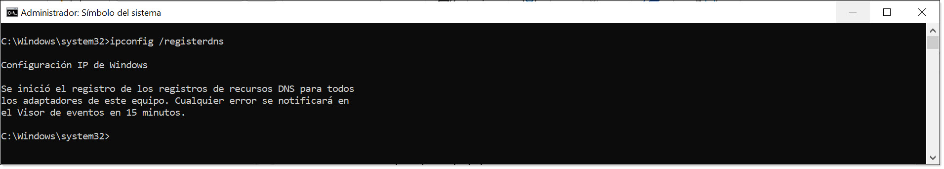Registramos de nuevo el DNS del cliente Windows