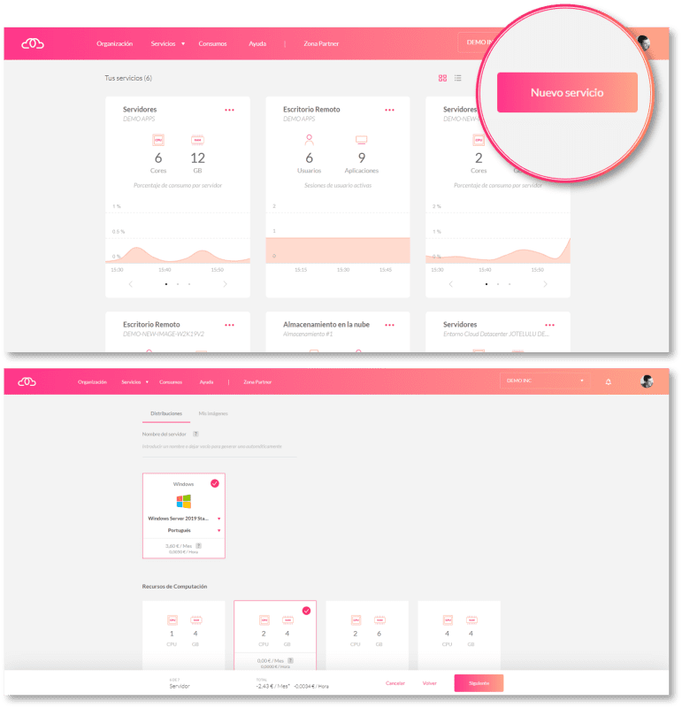 Imagen. Nuevo offering de servidores presente en el despliegue de máquinas virtuales