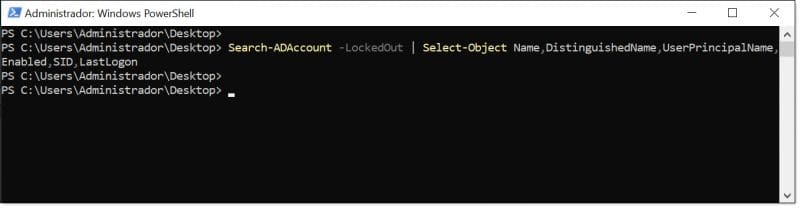 Listado de cuentas de usuario bloqueadas en nuestro AD DS Server con PowerShell