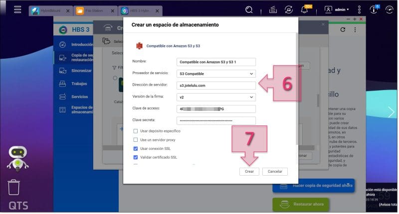 Paso 1. Configuramos los parámetros del almacenamiento S3 Compatible