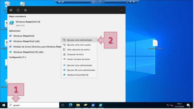 Paso 1. Lanzamos la consola de PowerShell con privilegios de administrador