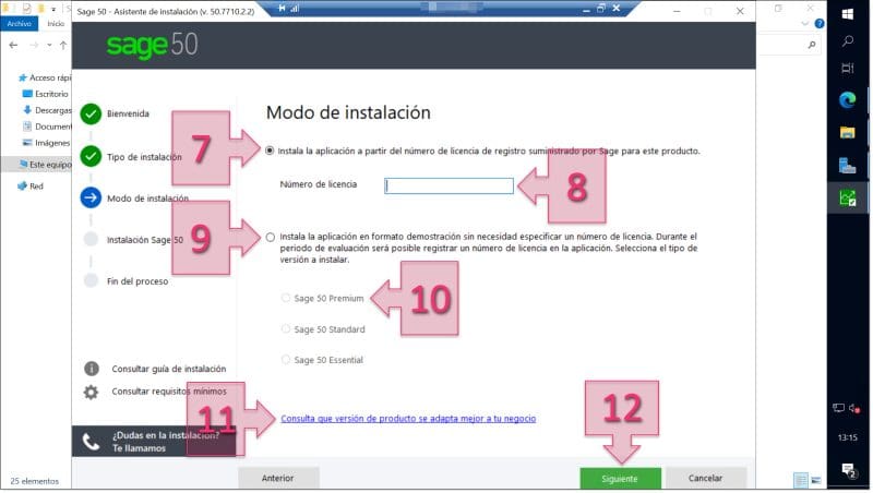 Paso 1. Seleccionamos el tipo de instalación en base a la licencia de la que disponemos