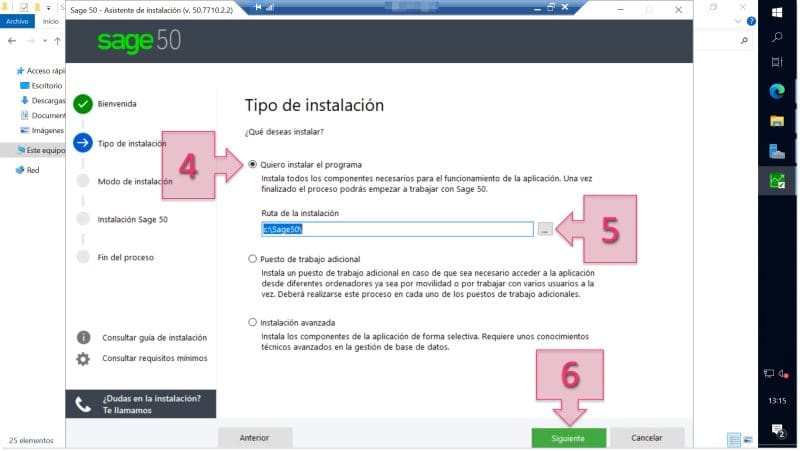 Paso 1. Seleccionar la instalación del programa Sage50 para una nueva instalación