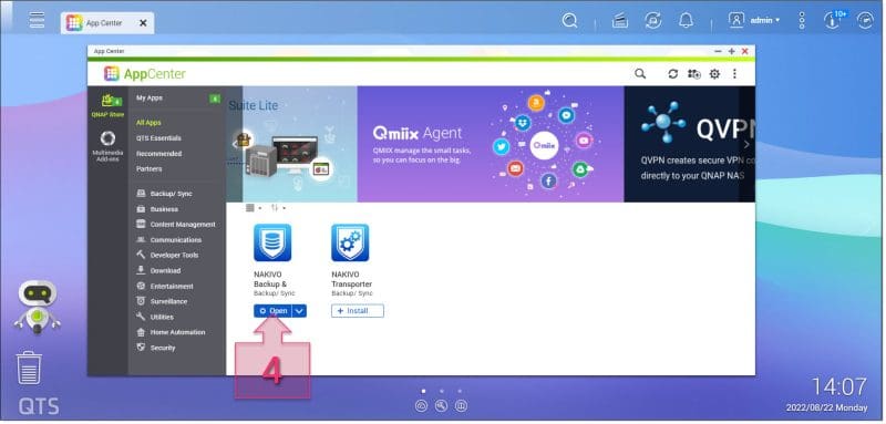 Paso 1. Una vez instalado hacemos clic en el icono para arrancar el software de Nakivo. copias de seguridad Windows QNAP