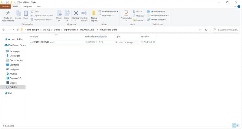 Paso 2. Accedemos a la ruta donde se ha exportado la máquina virtual para copiarla
