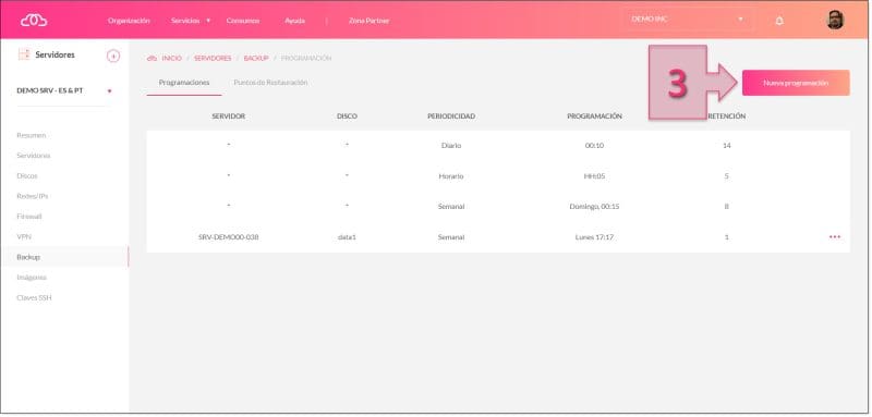 Paso 2. Selecciona nueva programación para acceder a la consola de configuración de copias de seguridad 