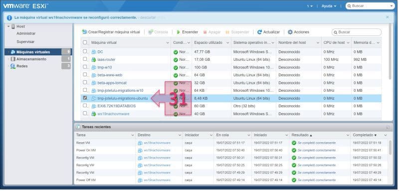 Paso 3. Seleccionamos la máquina virtual que queremos exportar. migrar servidor VMWare