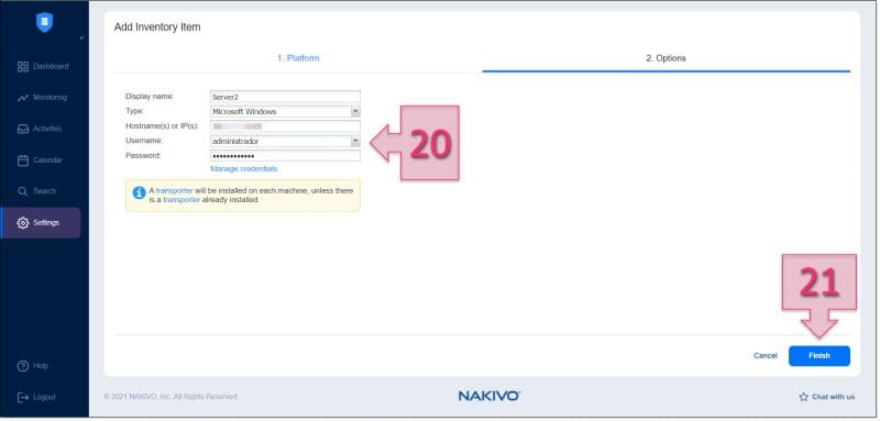 Paso 3. Seleccionamos el tipo de sistema operativo Windows y proporcionamos los datos de conexión