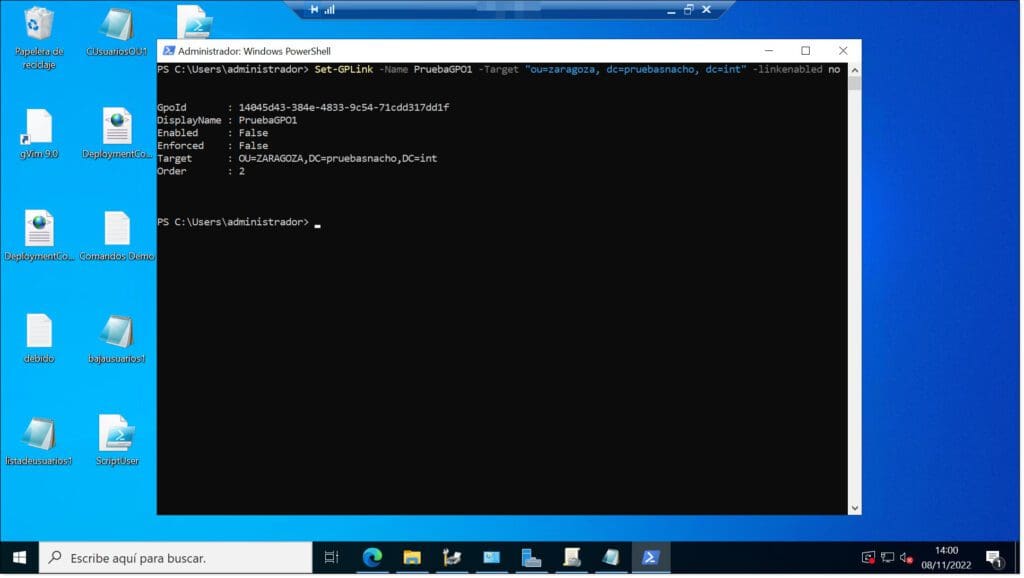 Comandos de Powershell para desplegar y gestionar GPO