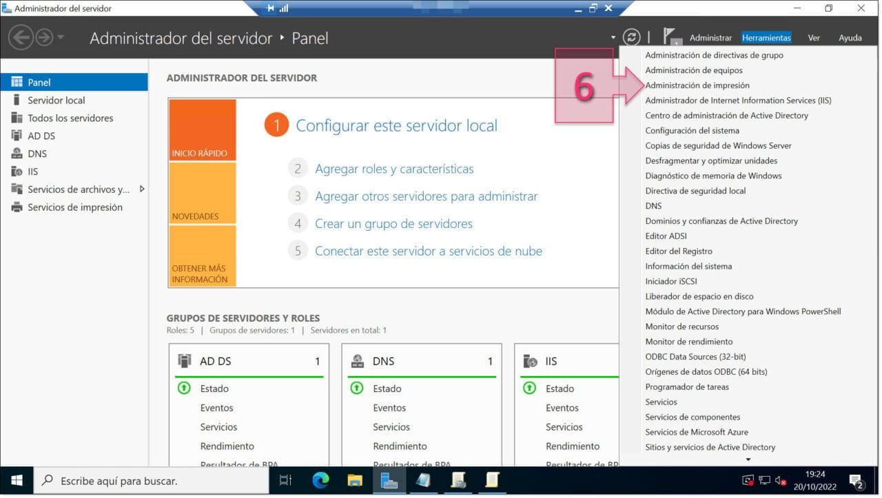 Paso 1. Accedemos al administrador de impresión