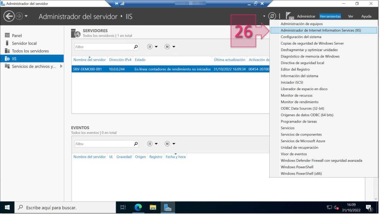 Check that you have the IIS Manager in the Tools menu