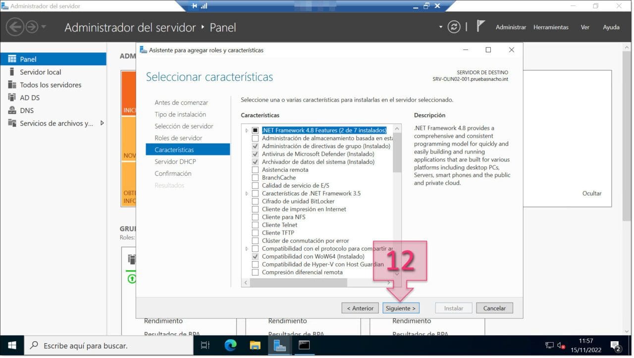 Part 1 - Select the features that you wish to add along with the DHCP service