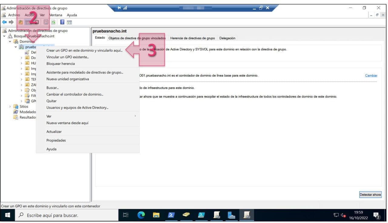 Paso 2. Creamos Una GPO En Este Dominio Y Vincularlo Aqui 