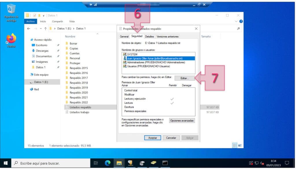 Configuración de permisos NTFS