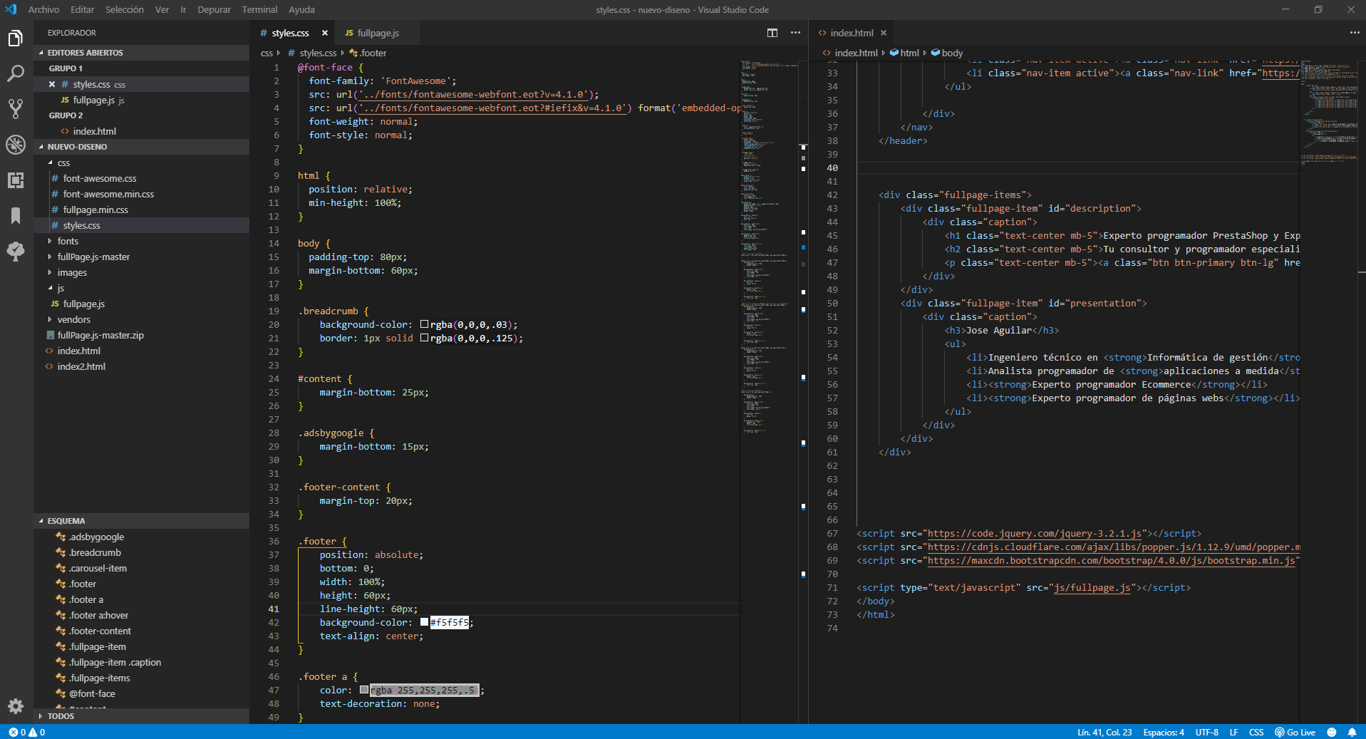 Imagen. Pantalla de edición de código en Visual Studio Code