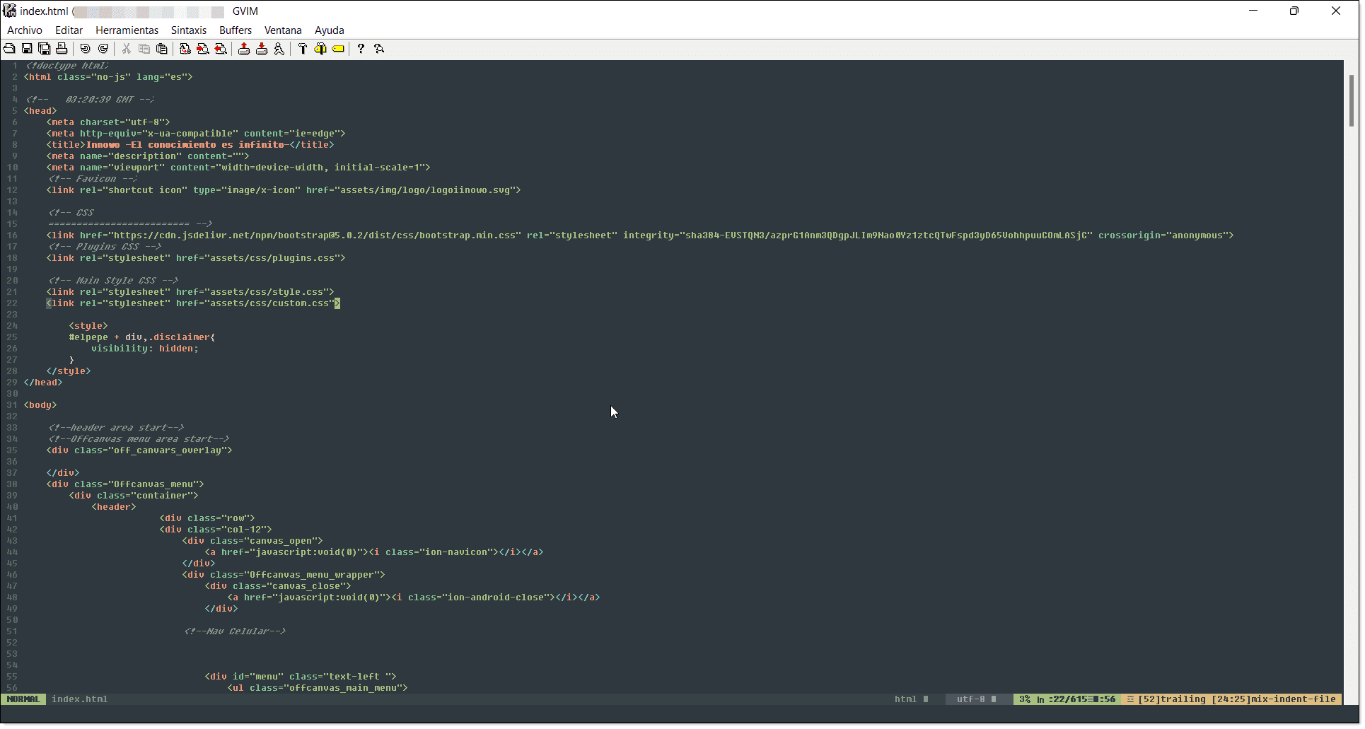 Image - Editing screen in GVim