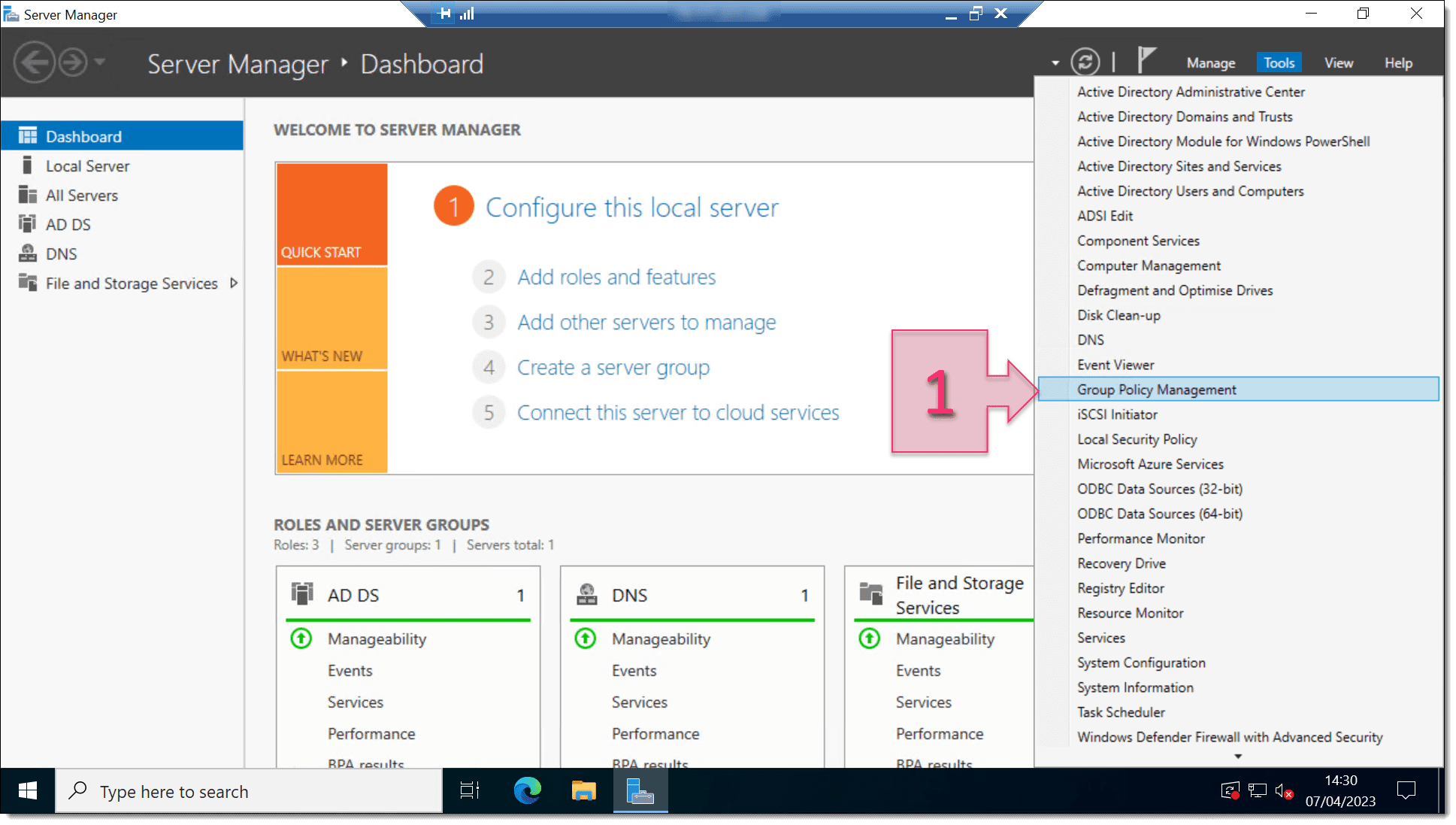 Open the Group Policy Management window