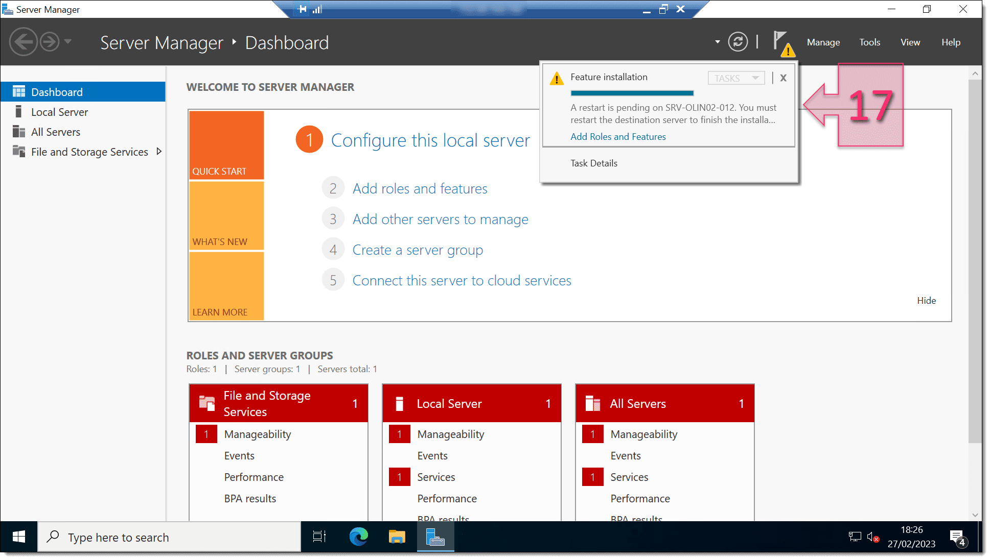 Part 2 - Checking the progress of the DNS Role installation