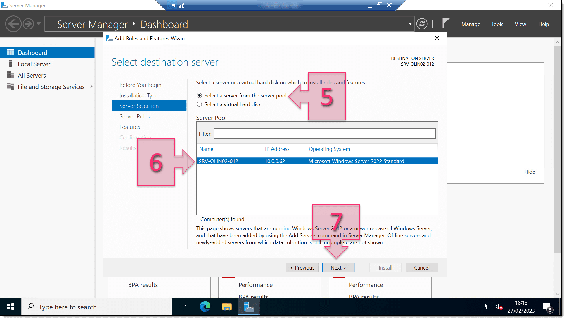 Part 2 - Select the server on which to install the DNS role