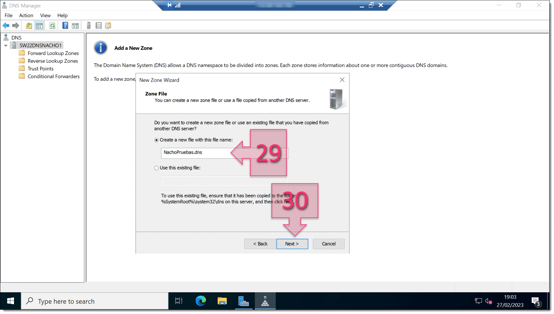 Part 3 - Choose the name that you want to give to the DNS zone file