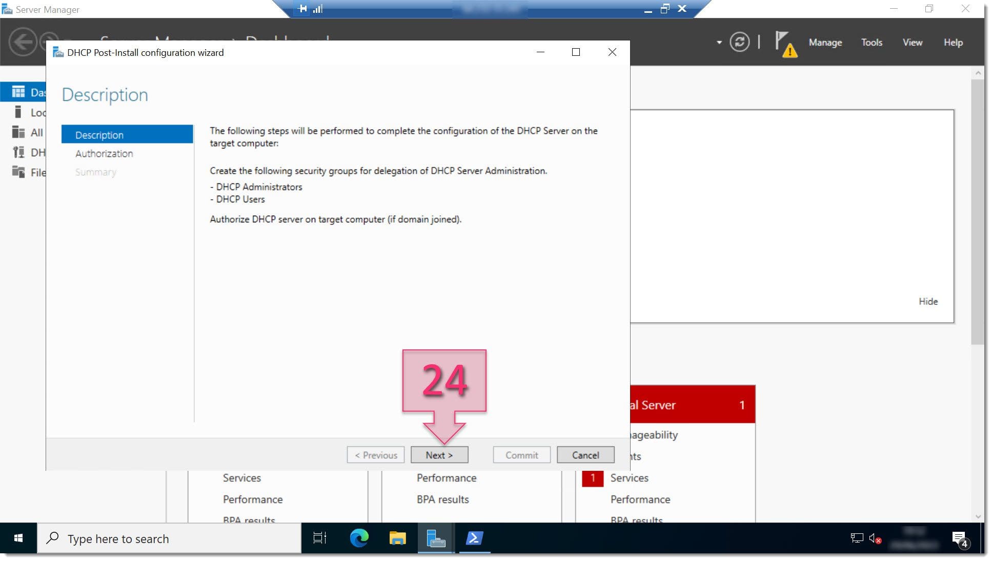 Part 2 - Read the DHCP Post-Installation information and click on Next