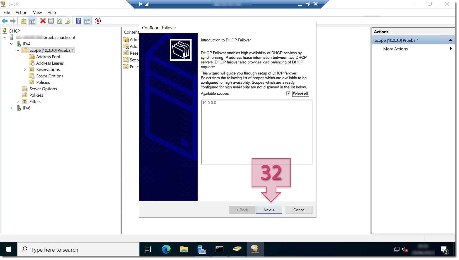 Part 2 - DHCP Configure Failover screen