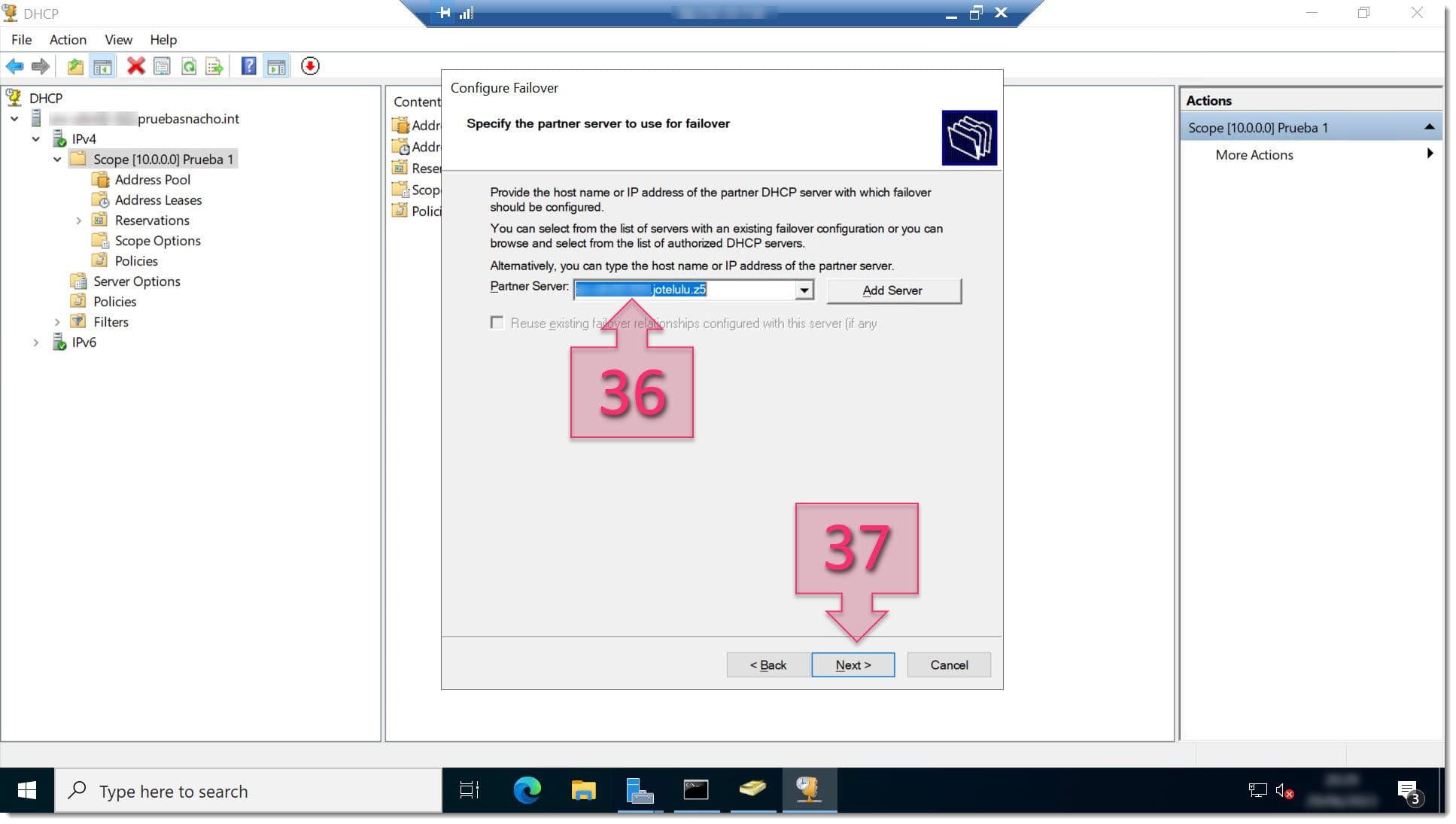 Part 2 - Check that the new DHCP server has been correctly selected before continuing