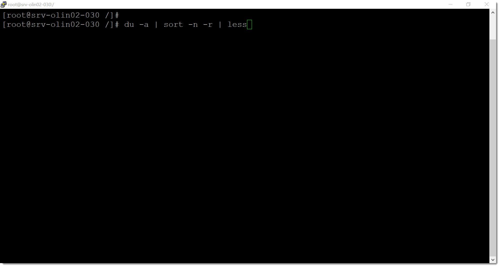 Paso 1. Ejecución del listado ordenando por tamaño de mayor a menor mediante Script Linux
