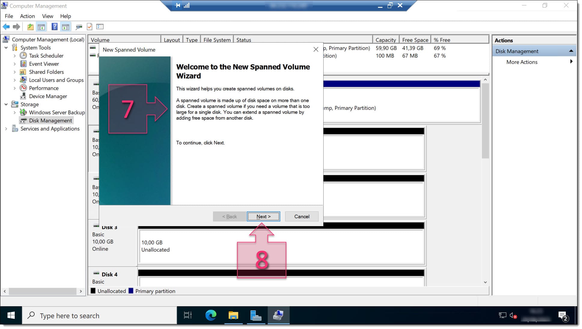 A screenshot of the introduction page of the New Spanned Volume Wizard