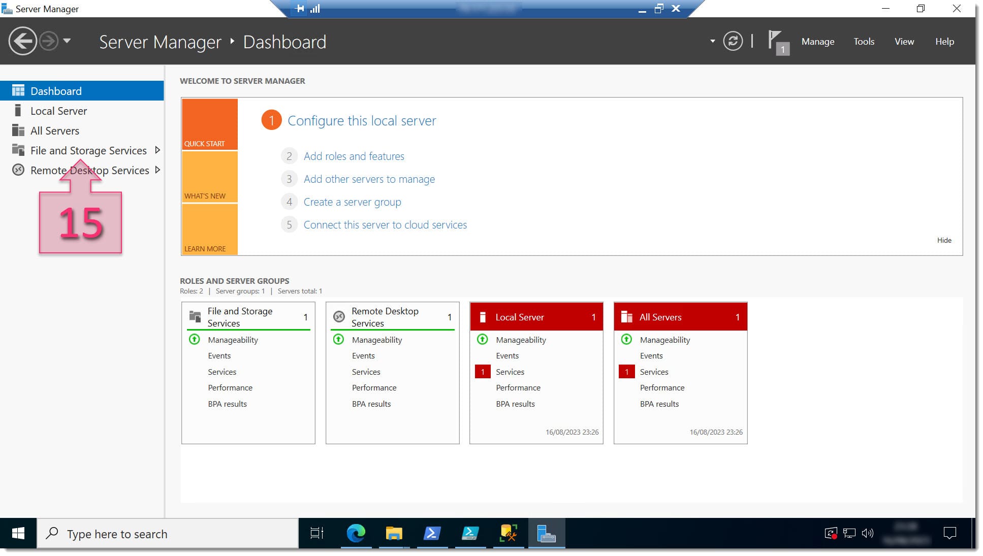 Paso 2. Accedemos a File and Storage Services para configurar SMB