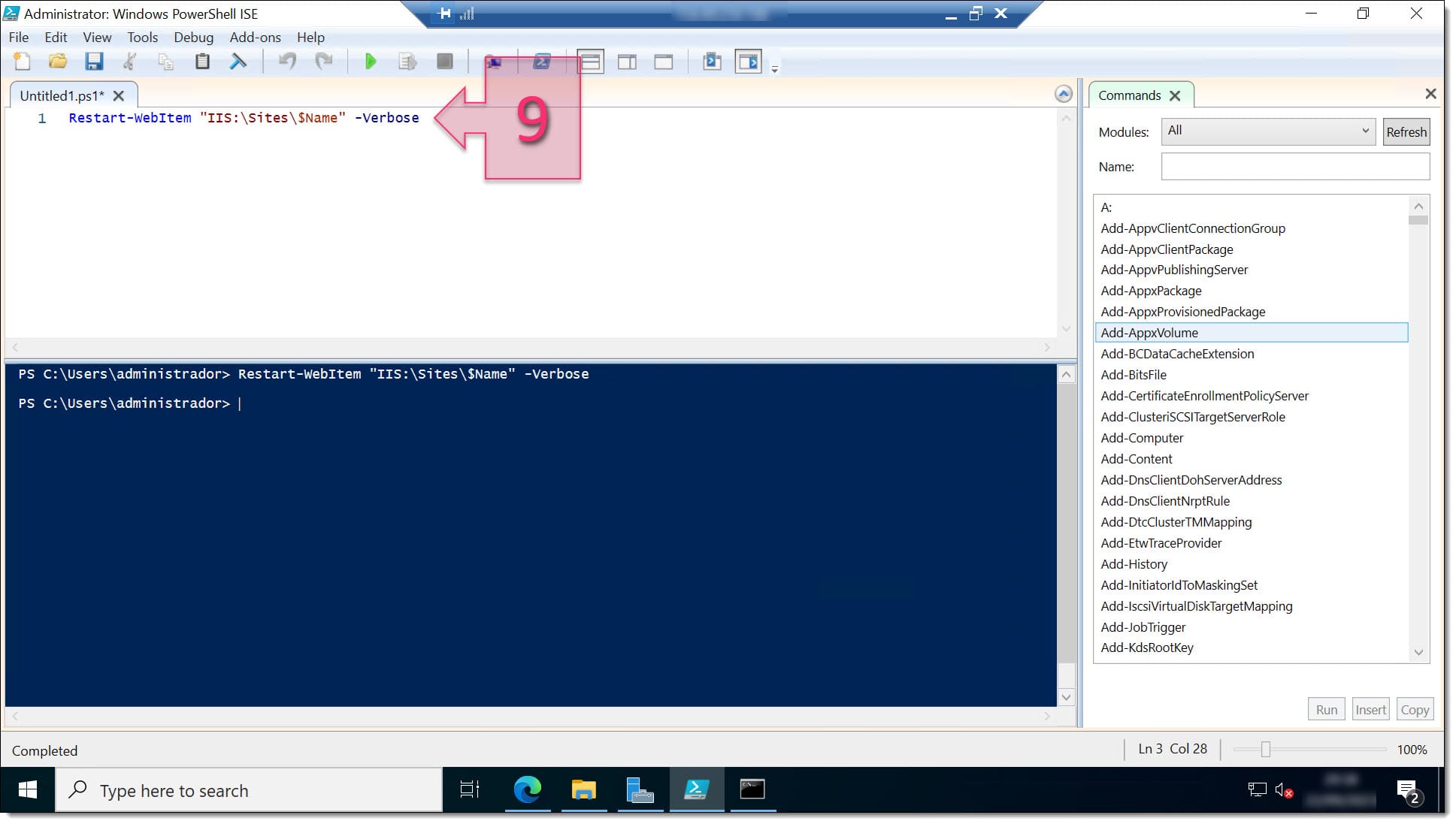 Paso 1. Reiniciamos el servicio de FTP desde consola de PowerShell