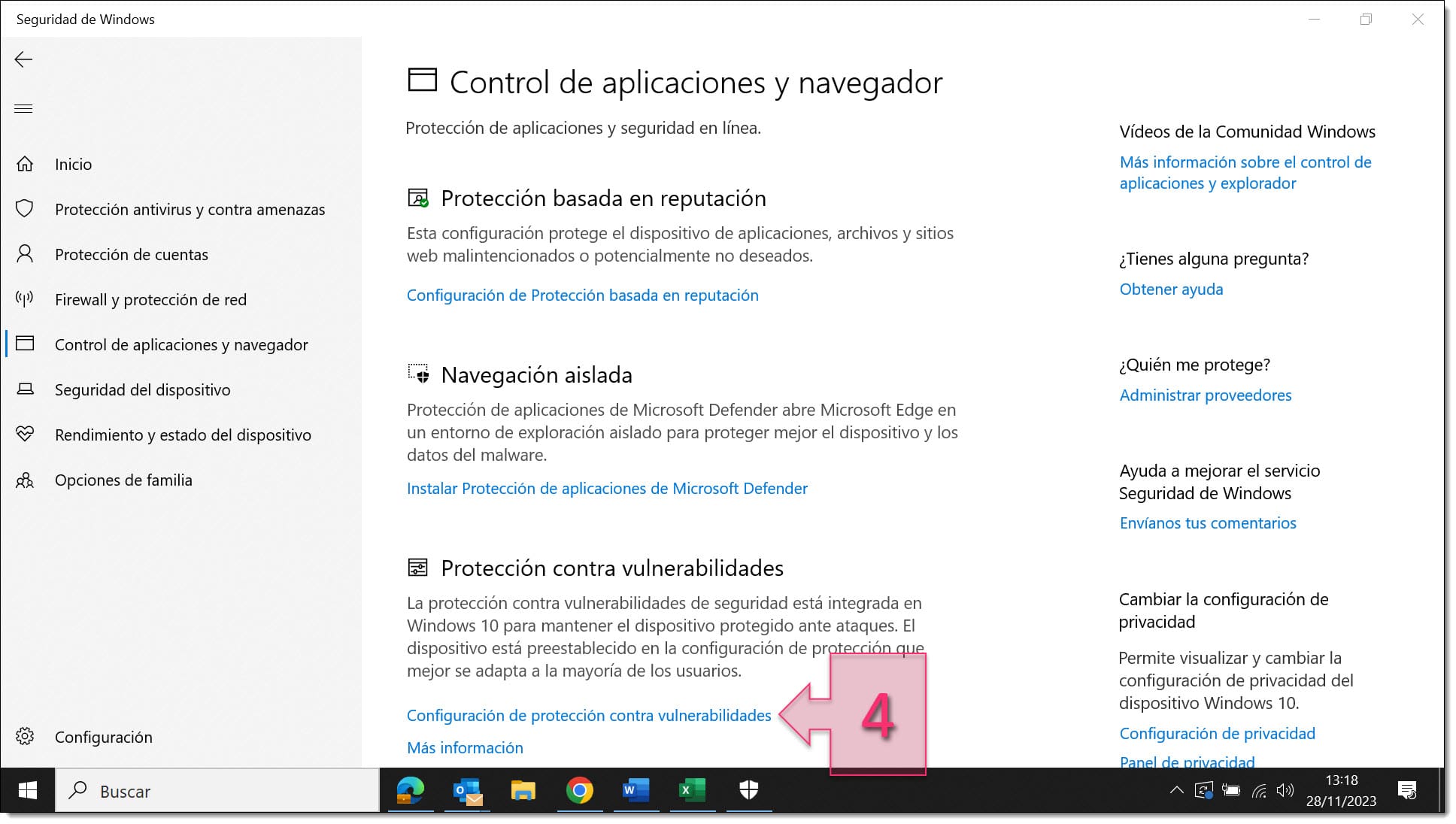 Screenshot of Apps & browser control screen on Windows
