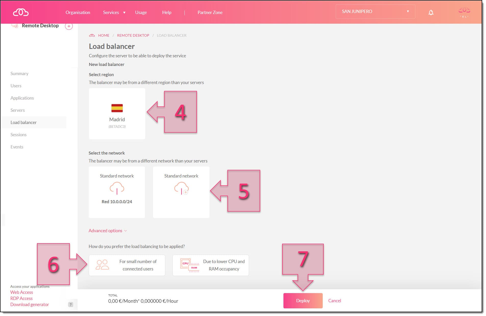 Paso 1. Configuramos las opciones del balanceador de carga de ER