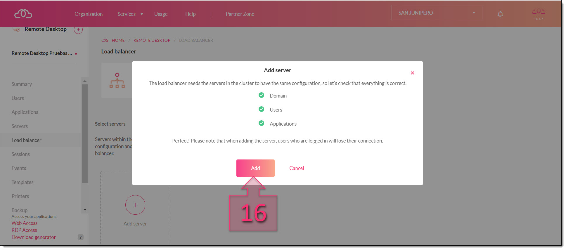 Paso 1. Lanzamos la configuración del nuevo servidor vinculado al balanceador de carga