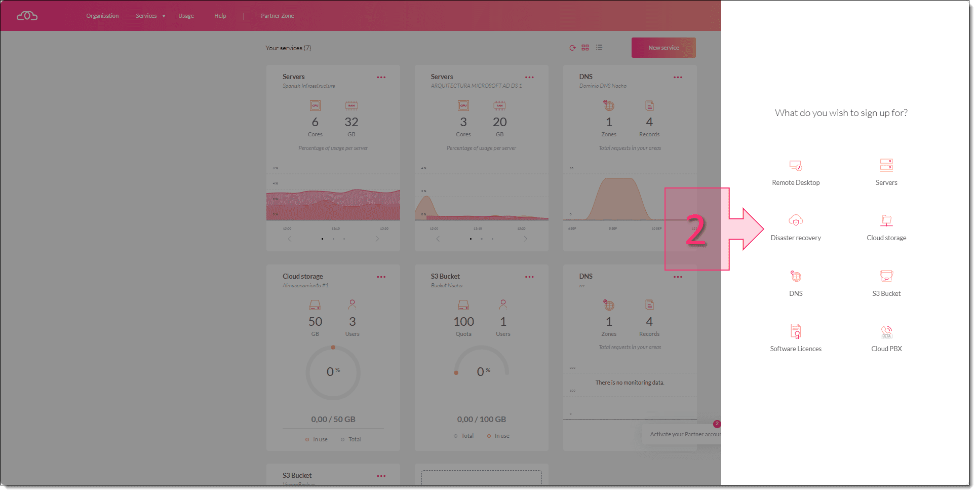 Paso 1. Seleccionamos el Disaster Recovery dentro de los servicios disponibles