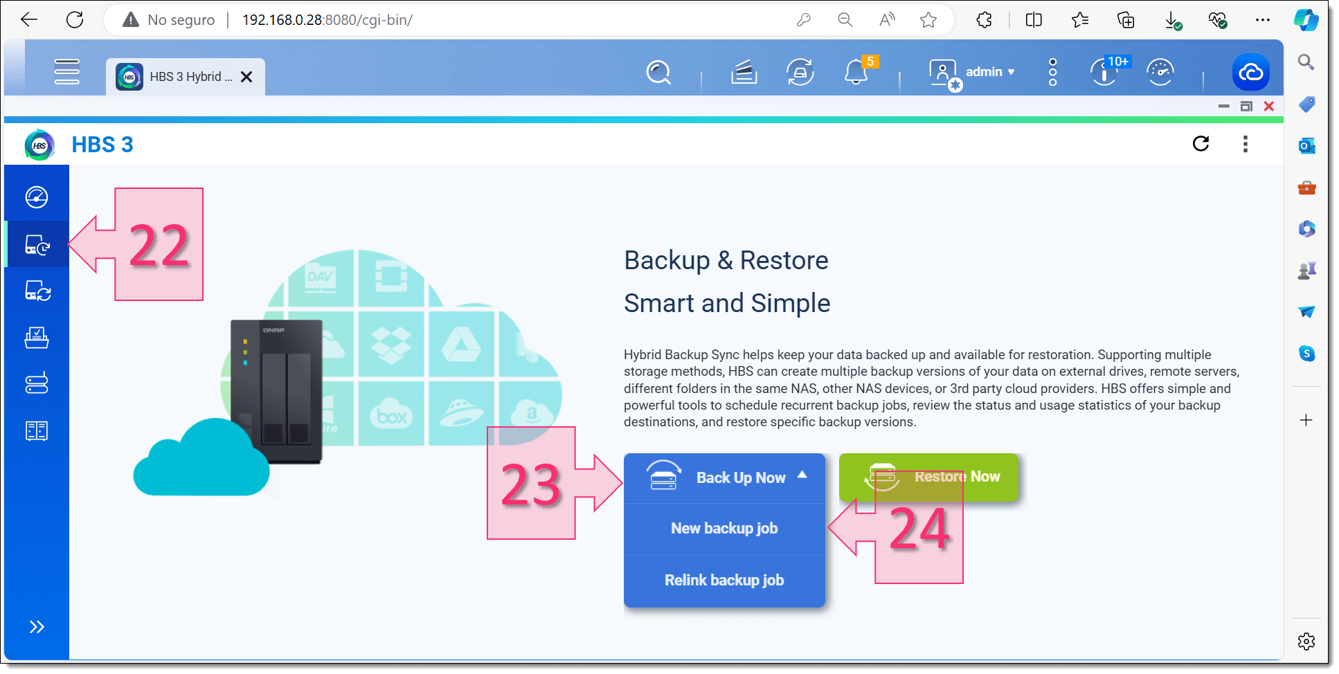 Paso 3. Creamos un nuevo trabajo de backup