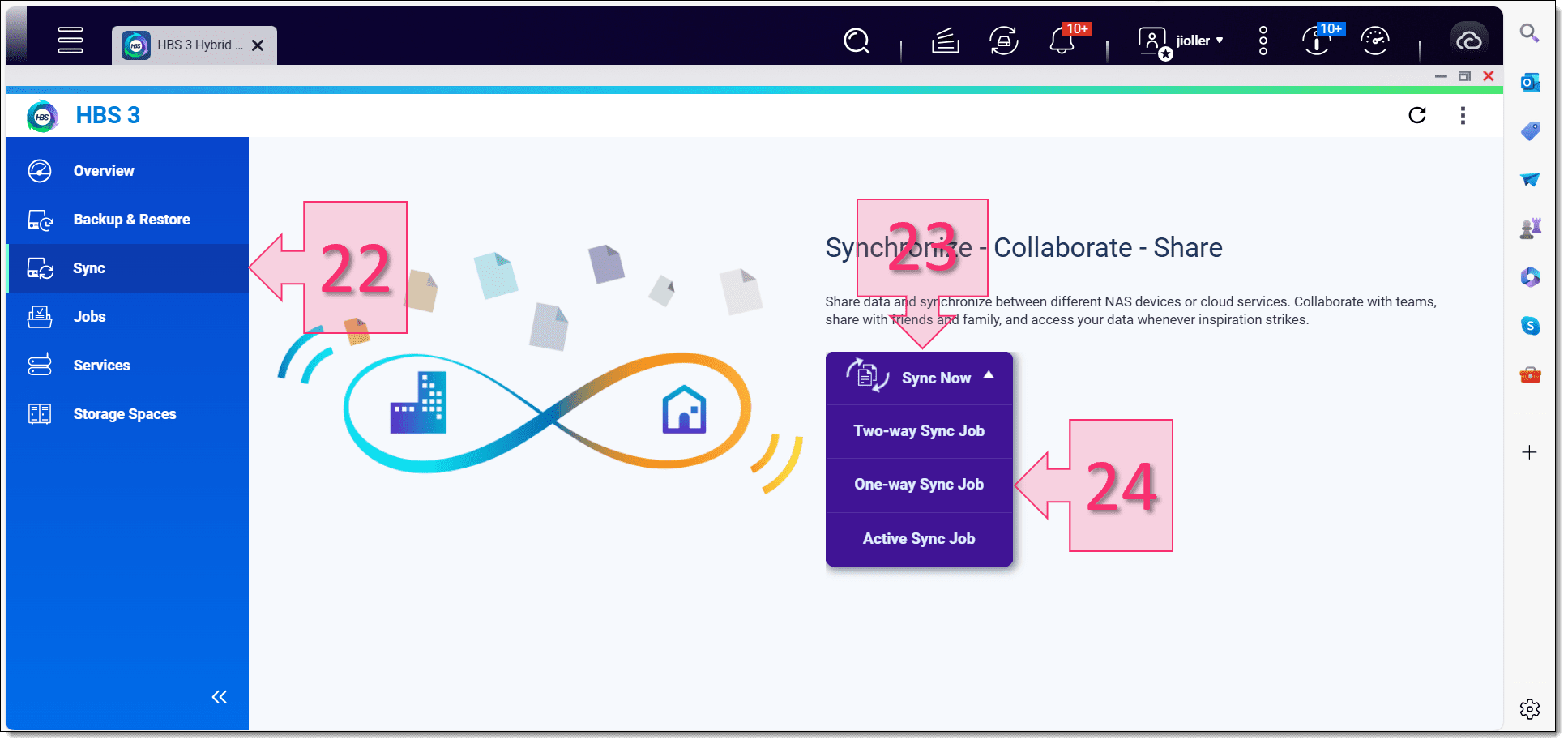 Paso 3. Entramos en la configuración de la sincronización de una vía