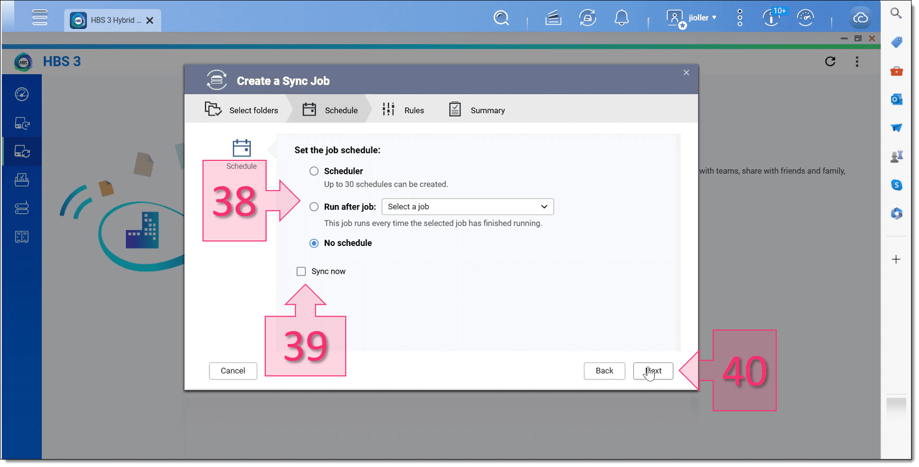 Paso 3. Seleccionamos las opciones de programación